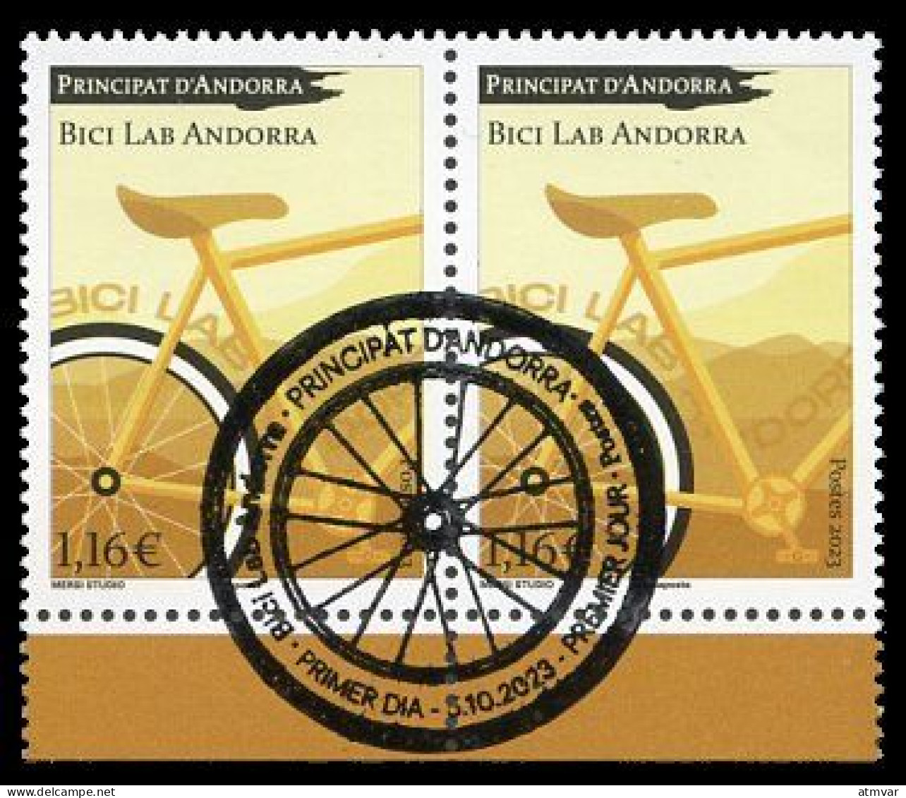 ANDORRA Postes (2023) Bici Lab Andorra, Bicicleta, Bicyclette, Bicycle, Fahrrad, Fiets - First Day - Used Stamps