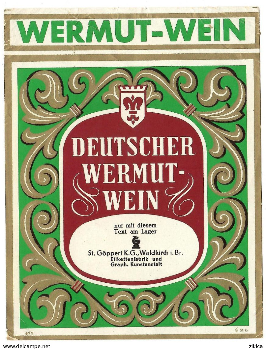 Labels - Wine & Champagne - Deutscher Wermut-Wein / Germany - Etikett Nr: 671 - Autres & Non Classés