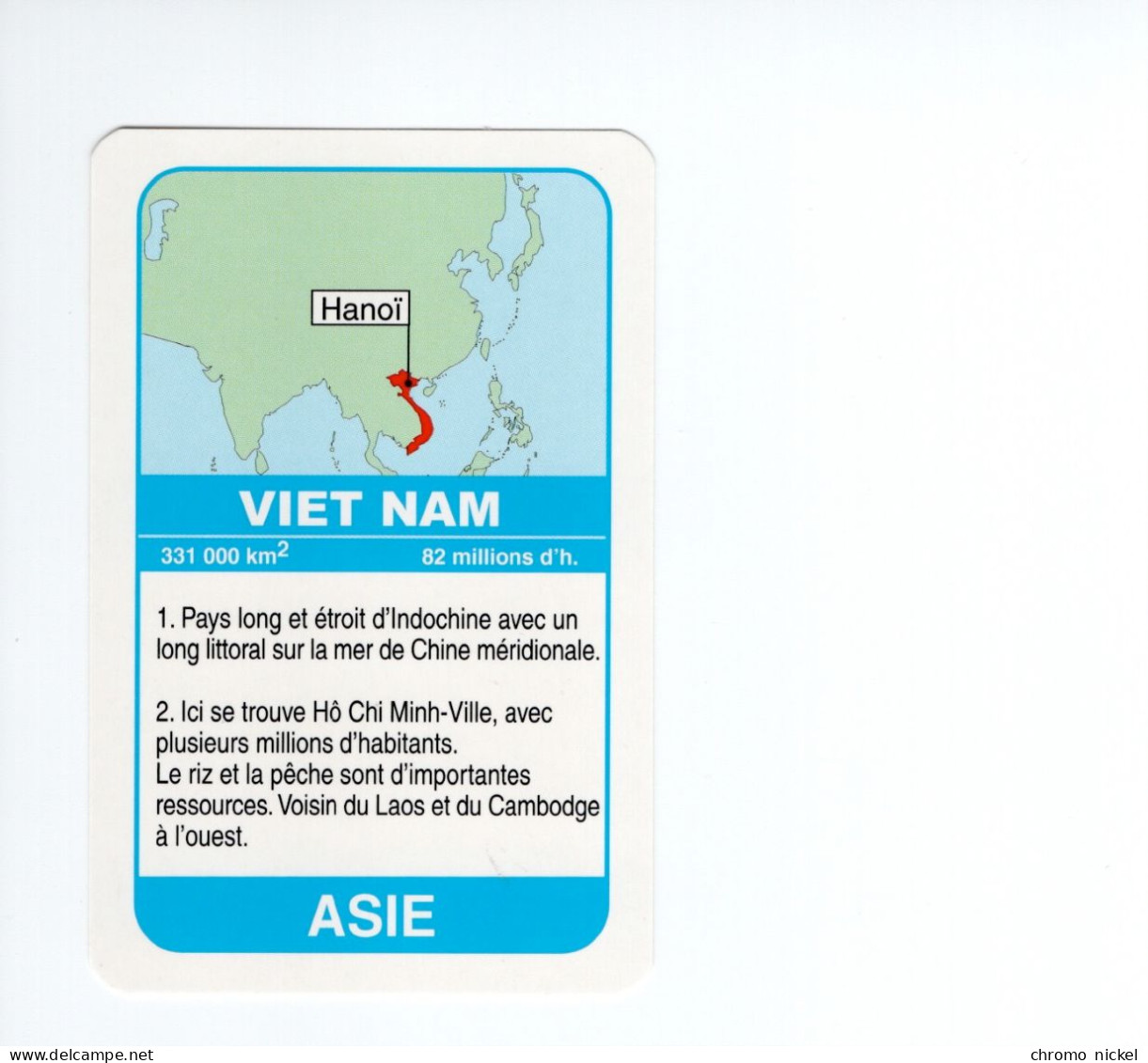 Chromo/carte Plastifiée Moderne VIET NAM Hanoî Asie Asia Drapeau Flag Plan Map 90 X 58 Mm RRR TB - Autres & Non Classés