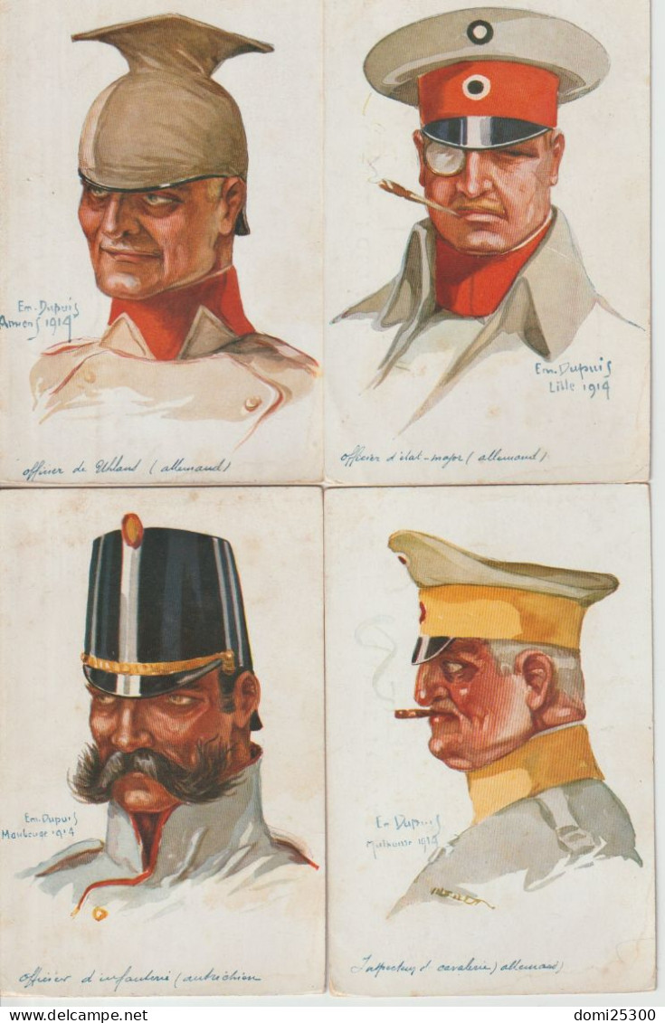 MILITAIRE – 1914/1918 - Illustrateur Emile Dupuis, "leurs Caboches" Guerre 1914 - 1918. Lot De 11 Cartes - Oorlog 1914-18