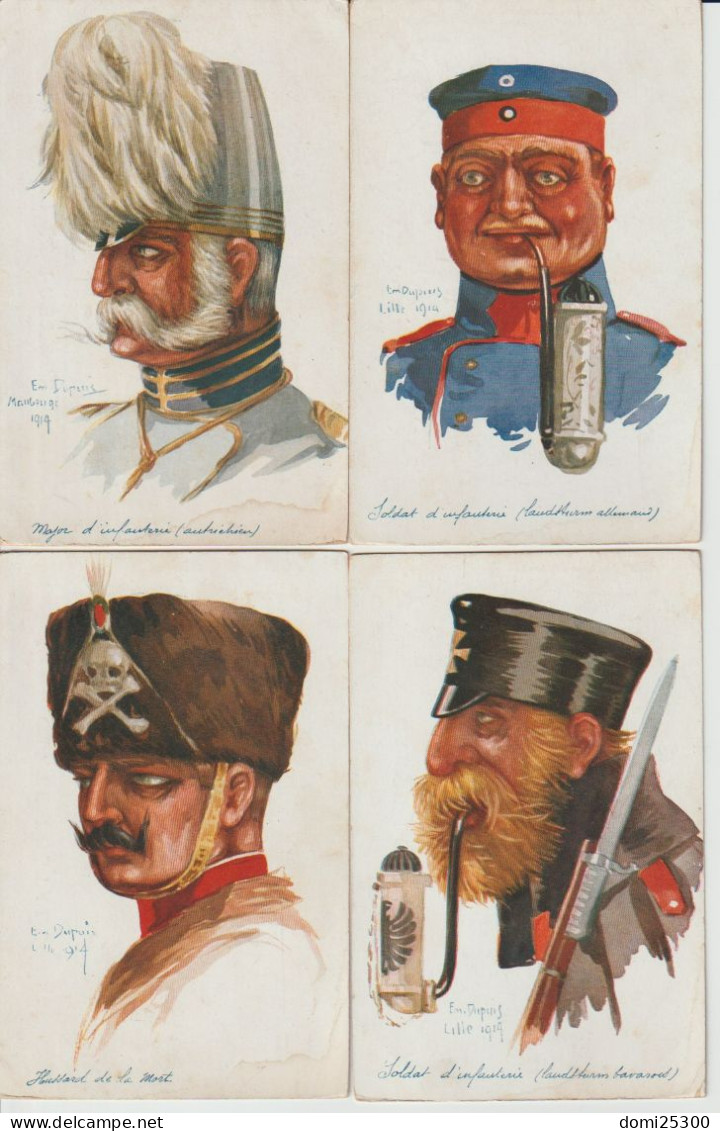 MILITAIRE – 1914/1918 - Illustrateur Emile Dupuis, "leurs Caboches" Guerre 1914 - 1918. Lot De 11 Cartes - Oorlog 1914-18