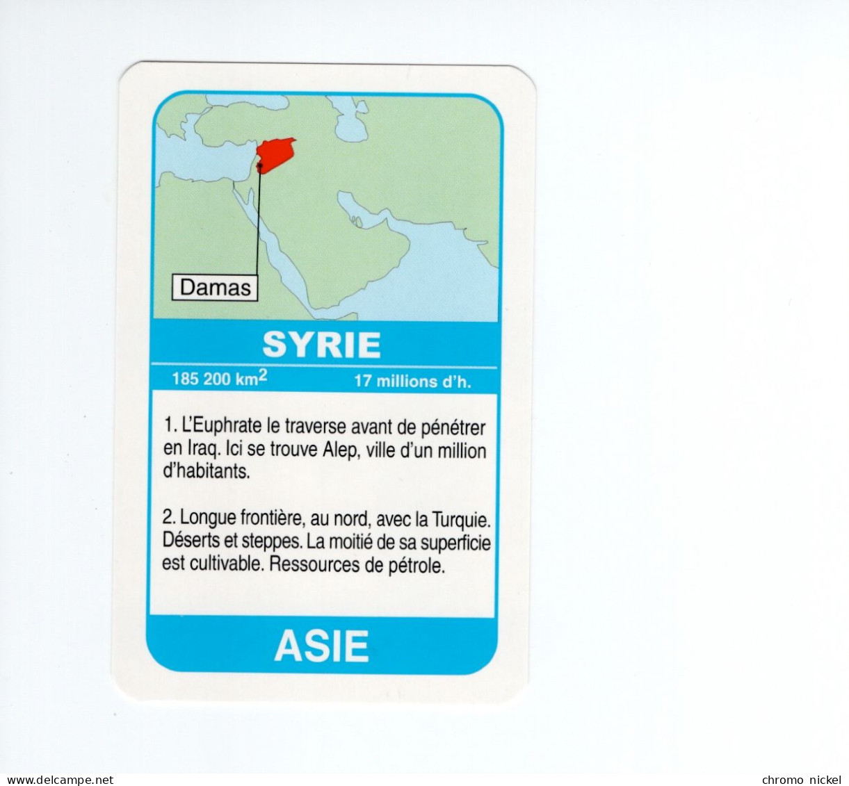 Chromo/carte Plastifiée Moderne SYRIE SYRIA Damas Asie Asia Drapeau Flag Plan Map 90 X 58 Mm RRR TB - Autres & Non Classés