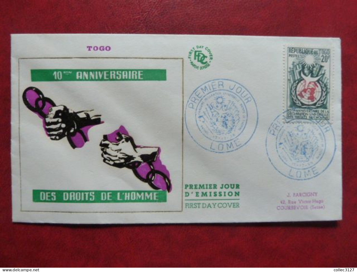 D3 - TOGO - FDC - Premier Jour - 10eme Anniversaire Des Droits De L'Homme - Lomé - 10/12/1958 - Togo (1960-...)