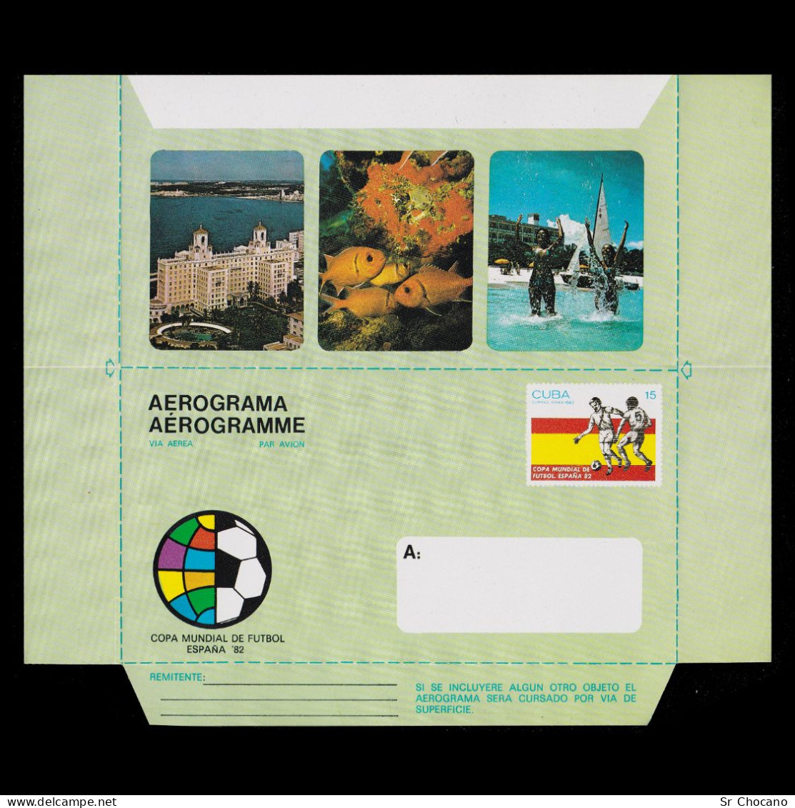 WORD FOOTBALL CHAMPION SHIP.AEROGRAMME.CUBA.1982. - Airmail