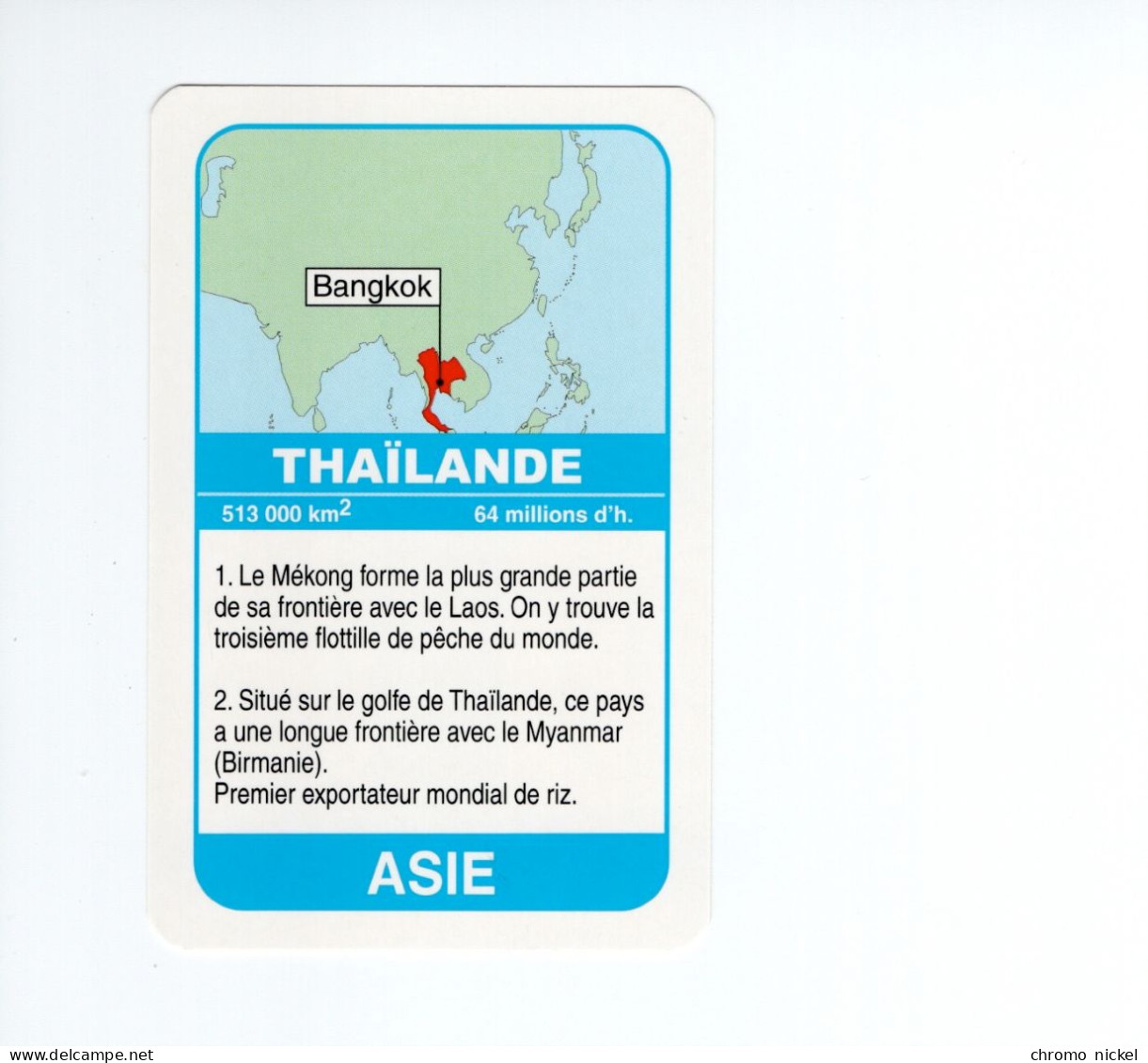 Chromo/carte Plastifiée Moderne THAÏLANDE Thailand Bangkok Asie Asia Drapeau Flag Plan Map 90 X 58 Mm RRR TB - Sonstige & Ohne Zuordnung