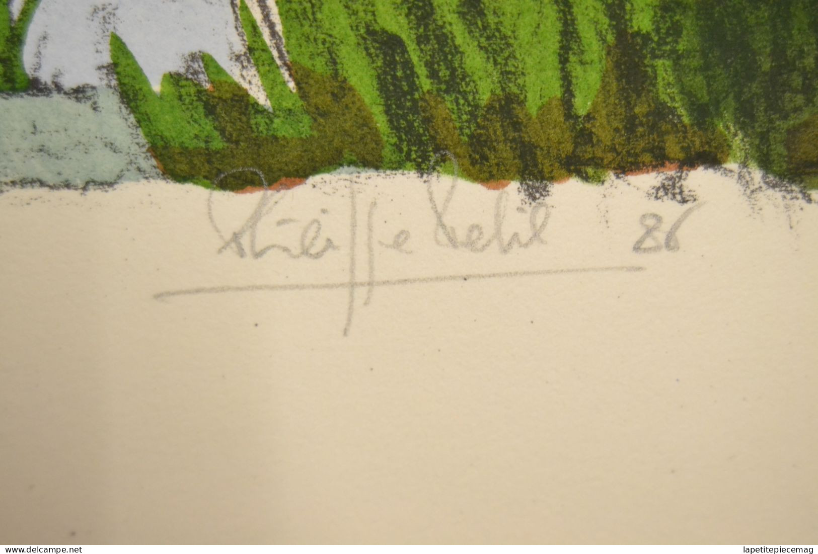 Dessin Peinture Aquarelle Le Vieil-Baugé, Maine Et Loire (secteur Saumur) Signé Et Daté 1986. Numéroté - Tekeningen