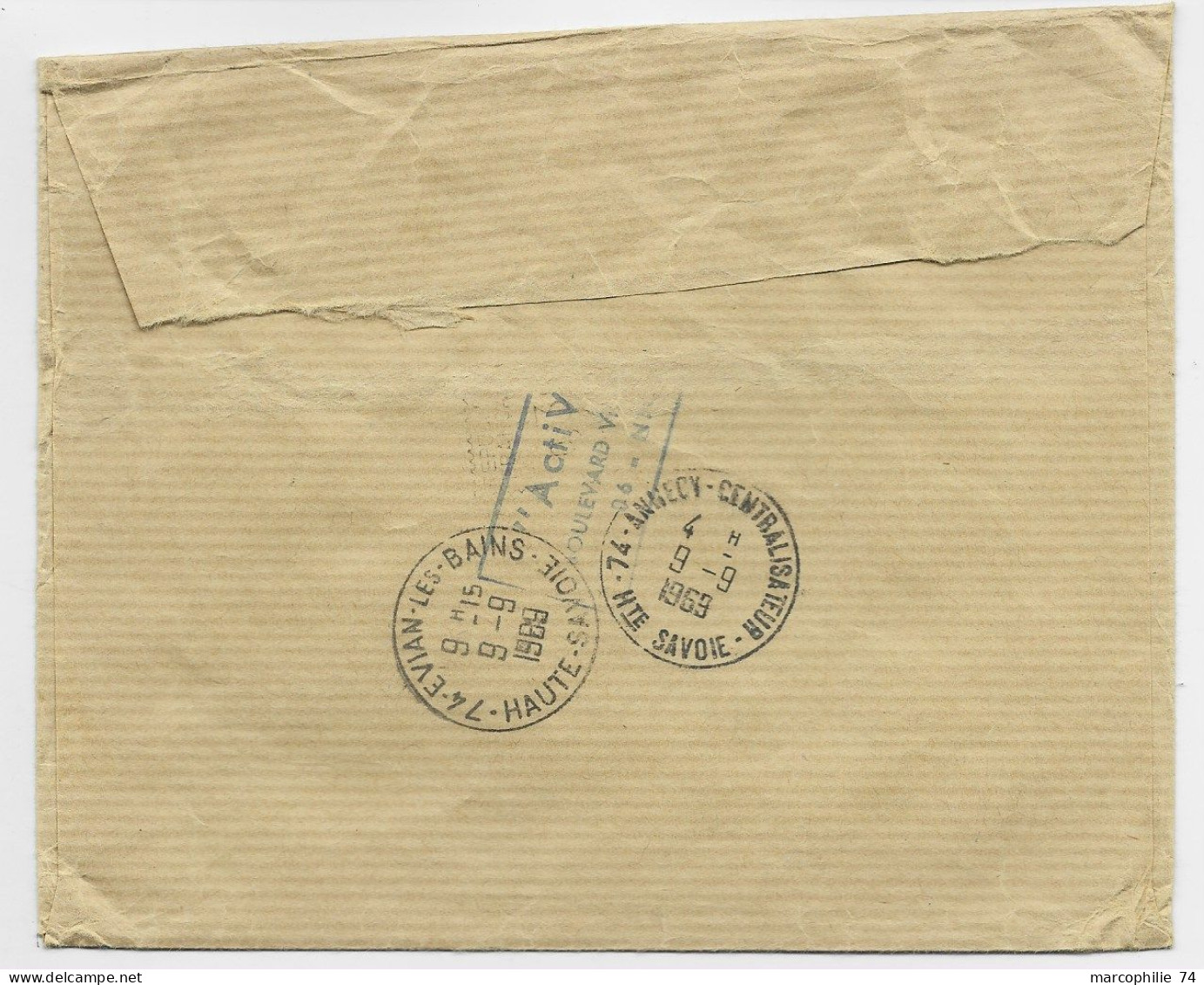 CHEFFER 40C + PA 3FR LETTRE REC EXPRES NICE 1969 POUR EVIAN AU TARIF - 1967-1970 Marianne Van Cheffer