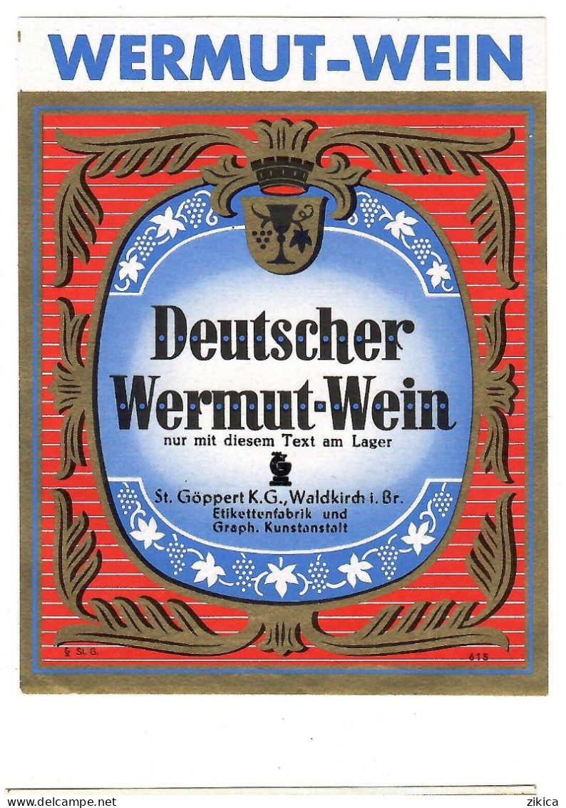 Labels - Wine & Champagne - Deutscher Wermut-Wein / Germany - Etikett Nr: 615 - Other & Unclassified