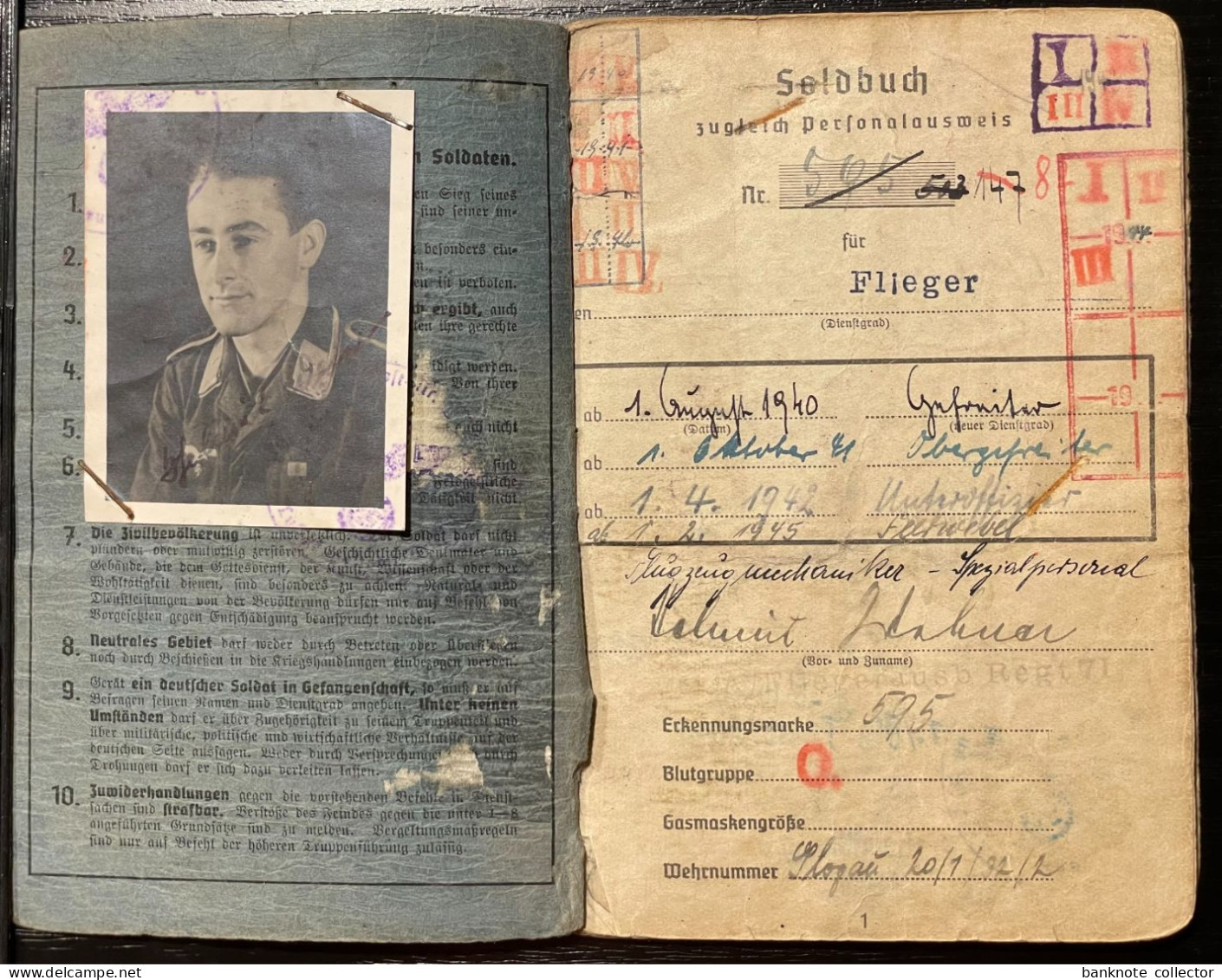 Deutschland, Germany - Deutsches Reich - Soldbuch - Personalausweis - Luftwaffe - 1939 ! - 1939-45