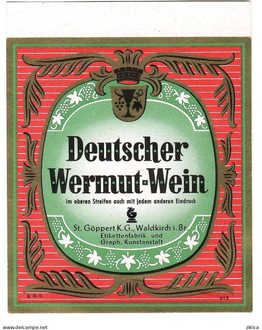 Labels - Wine & Champagne - Deutscher Wermut-Wein / Germany - Etikett Nr: 613 - Autres & Non Classés