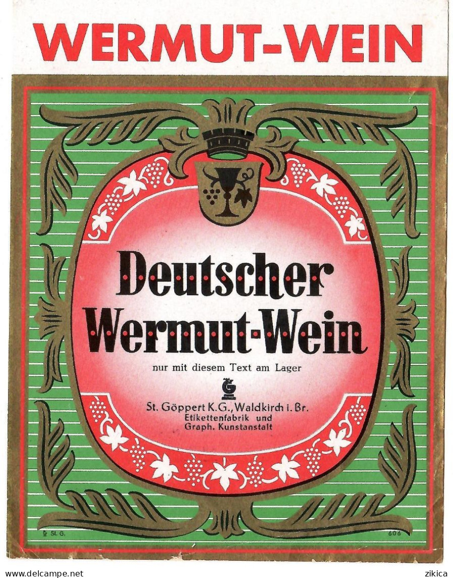 Labels - Wine & Champagne - Deutscher Wermut-Wein / Germany - Etikett Nr: 606 - Sonstige & Ohne Zuordnung