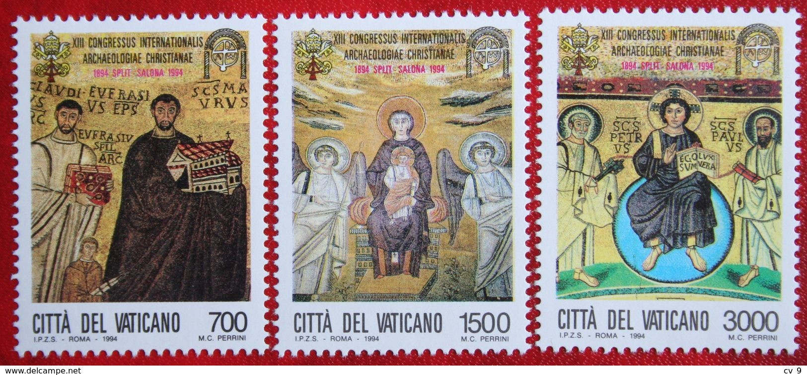 Archéologie ,mosaïque 1994 Mi 1124-1126 Yv 987-989 POSTFRIS / MNH / ** VATICANO VATICAN VATICAAN - Neufs