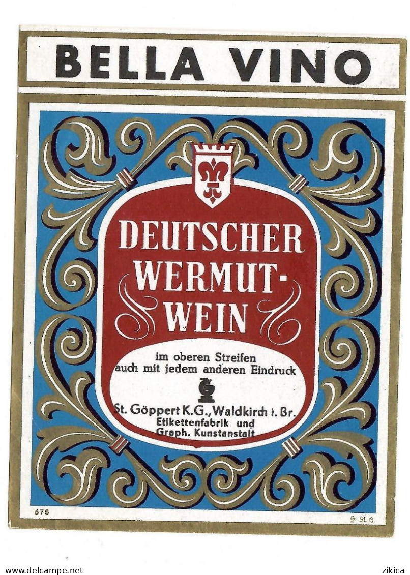 Labels - Wine & Champagne - BELLA VINO Deutscher Wermut-Wein / Germany - Etikett Nr: 678 - Sonstige & Ohne Zuordnung