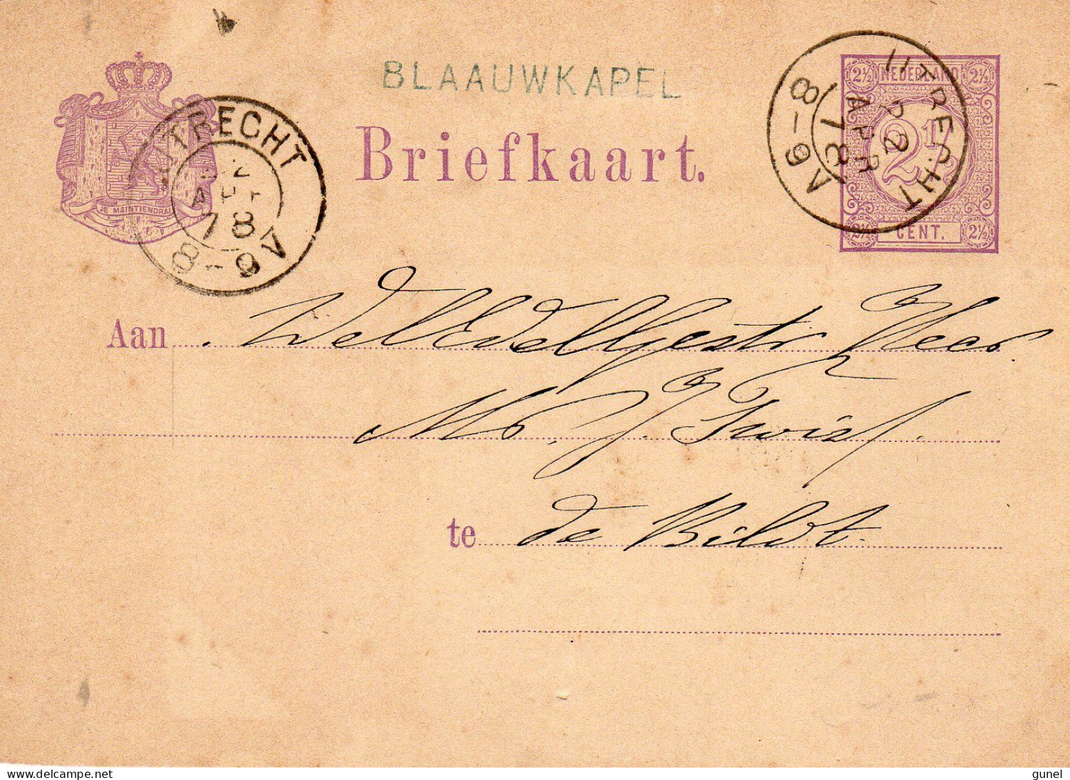 22 APR 78 Naamstempel BLAUWKAPEL Op Bk Via Utrecht Kleinrond Naar De Bildt - Lettres & Documents