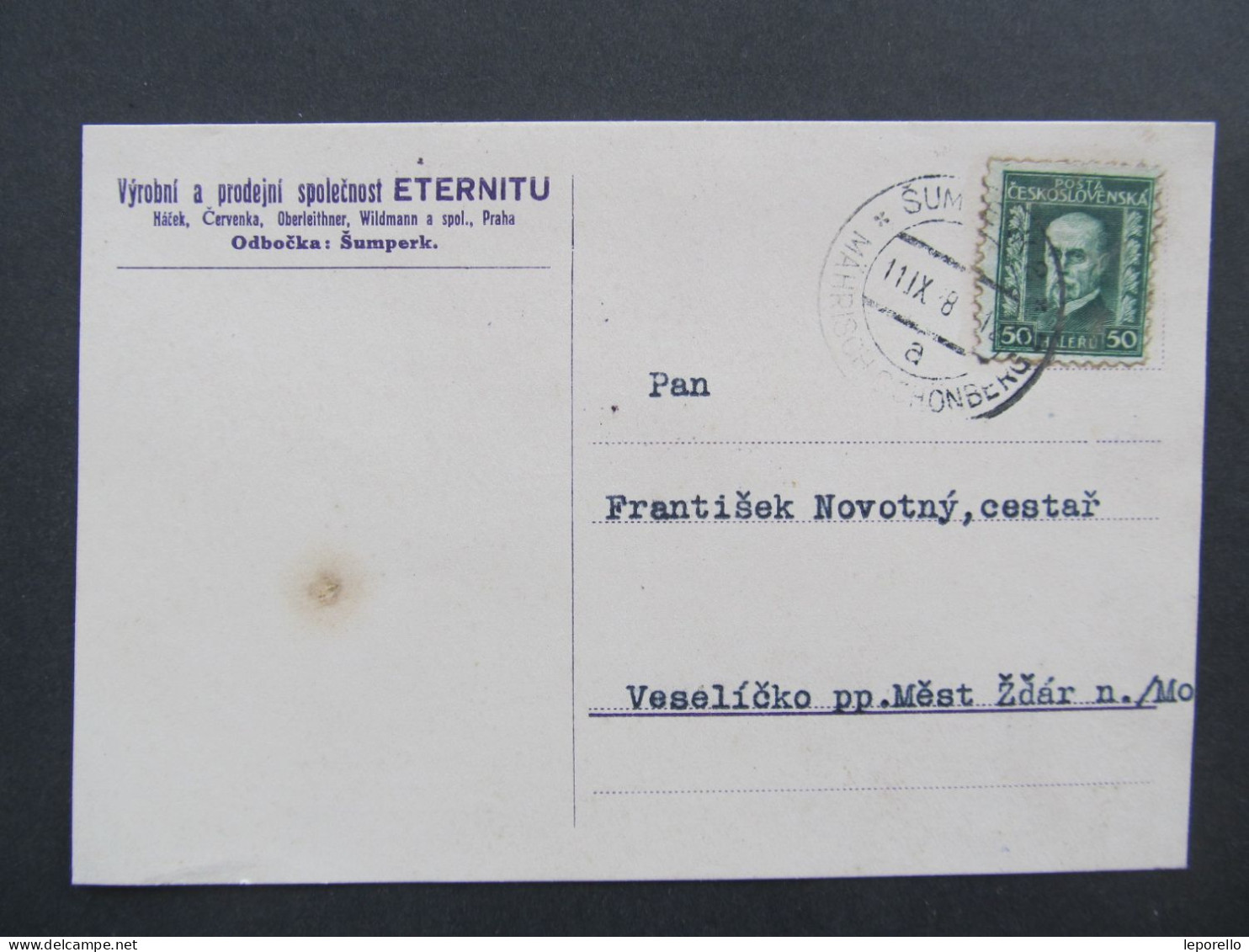 BRIEF Šumperk - Veselíčko Žďár Nad Sázavou Eternit 1928 // Aa0100 - Lettres & Documents