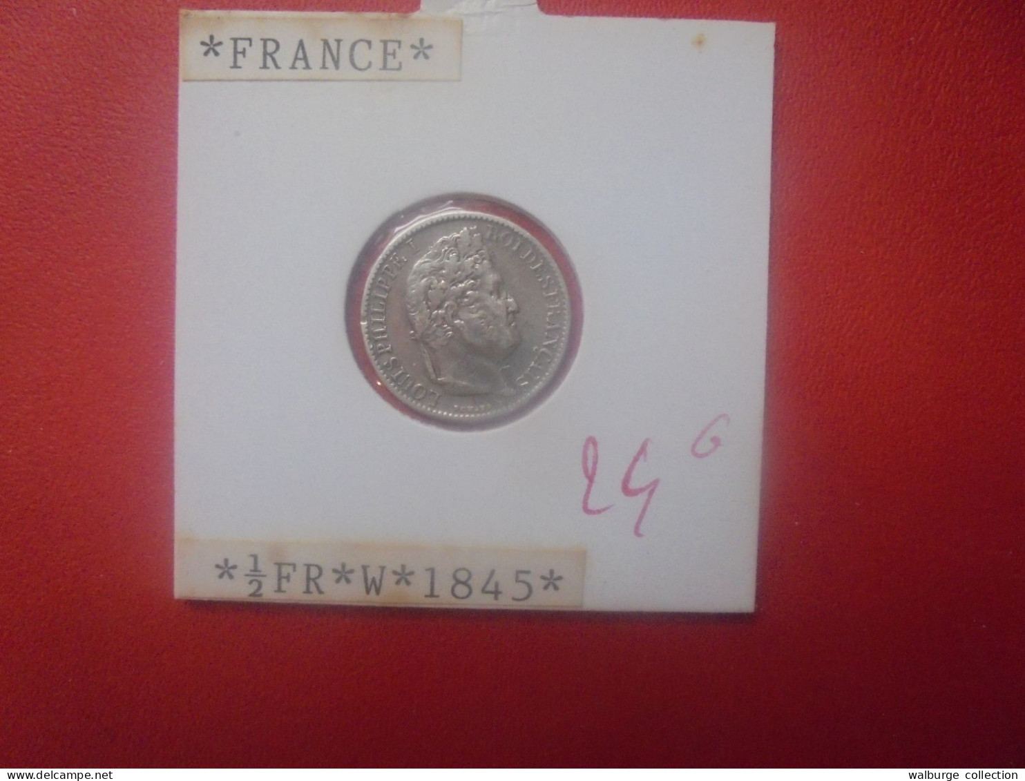 Louis-Philippe 1er 1/2 Franc 1845 "W" ARGENT Jolie Qualité (A.1) - 1/2 Franc