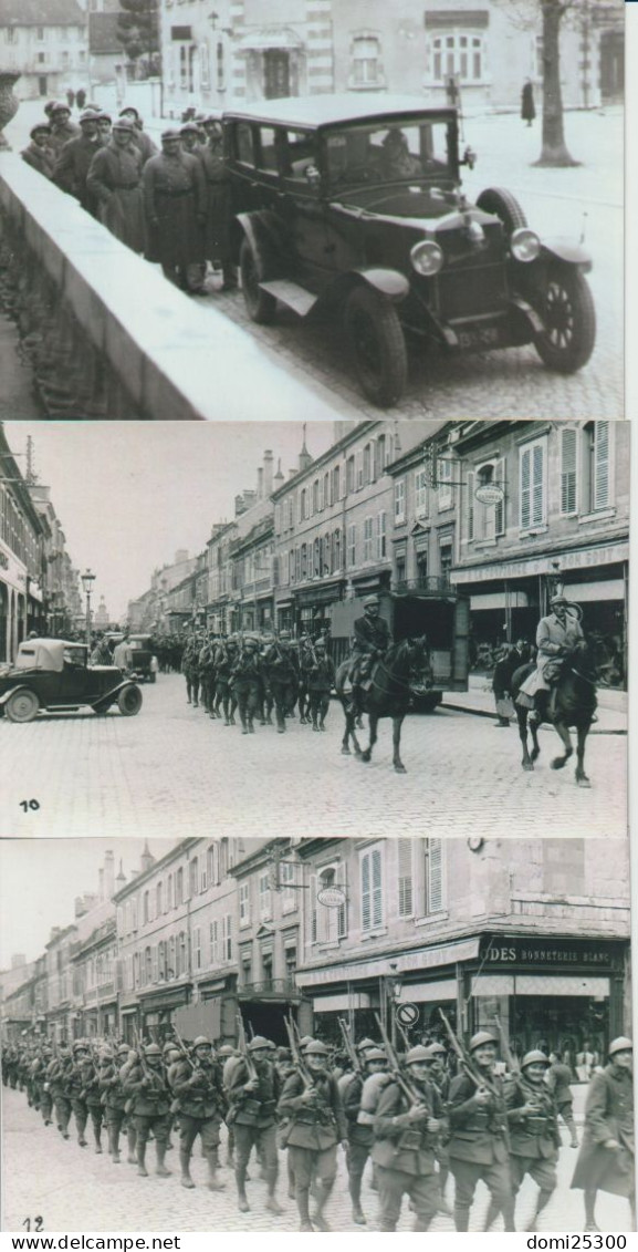 25 – PONTARLIER – Guerre 39/45 – Lot De 5 Retirage Photos  – Troupes Françaises Rue Du Docteur Grenier - War, Military