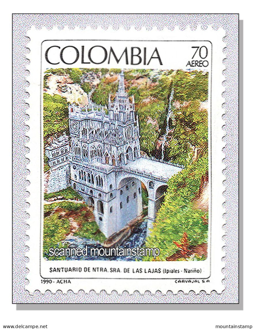 Colombia 1990 (B25) Church Kirche Santuario De Las Lajas Waterfall MNH ** - Colombia