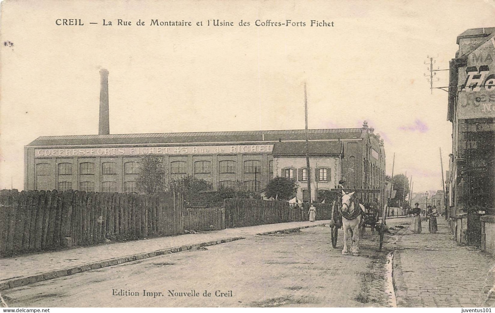 CPA Creil-La Rue De Montataire Et L'usine Des Coffres Forts    L2924 - Creil