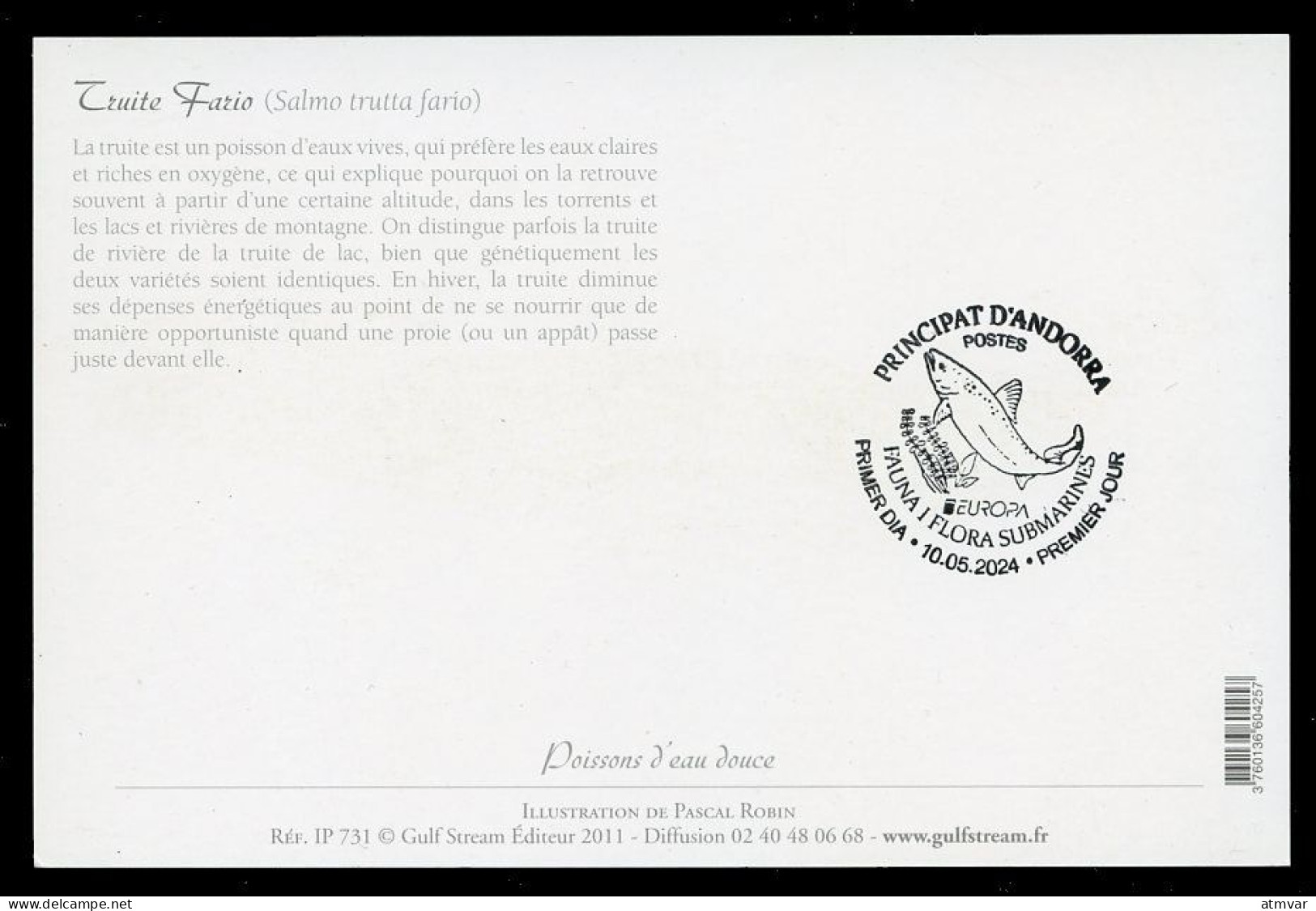 ANDORRA Postes (2024) Carte Maximum Card EUROPA Fauna I Flora Submarines Truite Trucha Salmo Trutta Fario Trout - Maximumkaarten