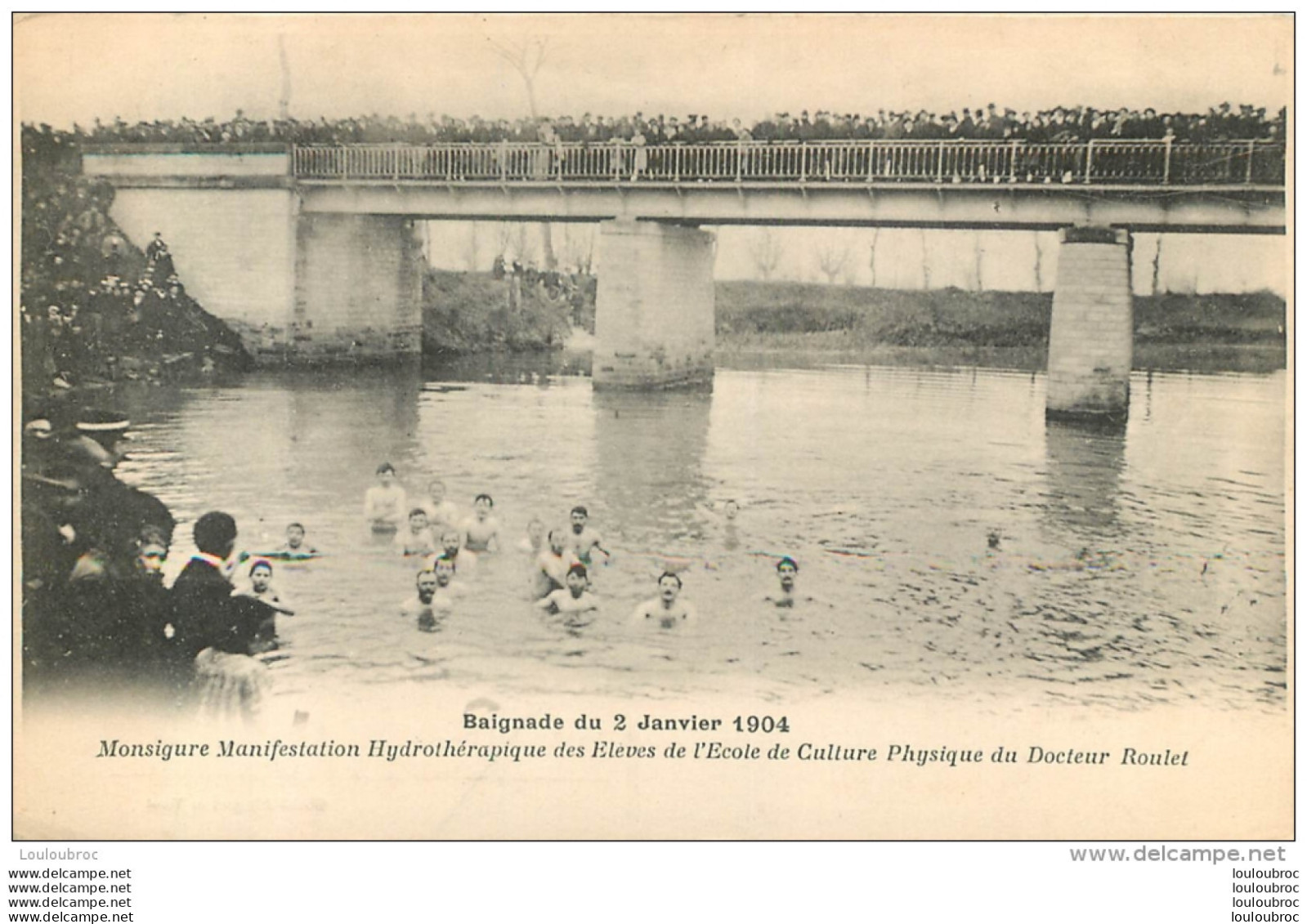 MONSEGUR BAIGNADE DU 2 JANVIER 1904 MANIFESTATION HYDROTHERAPIQUE ECOLE DU DR ROULET - Autres & Non Classés