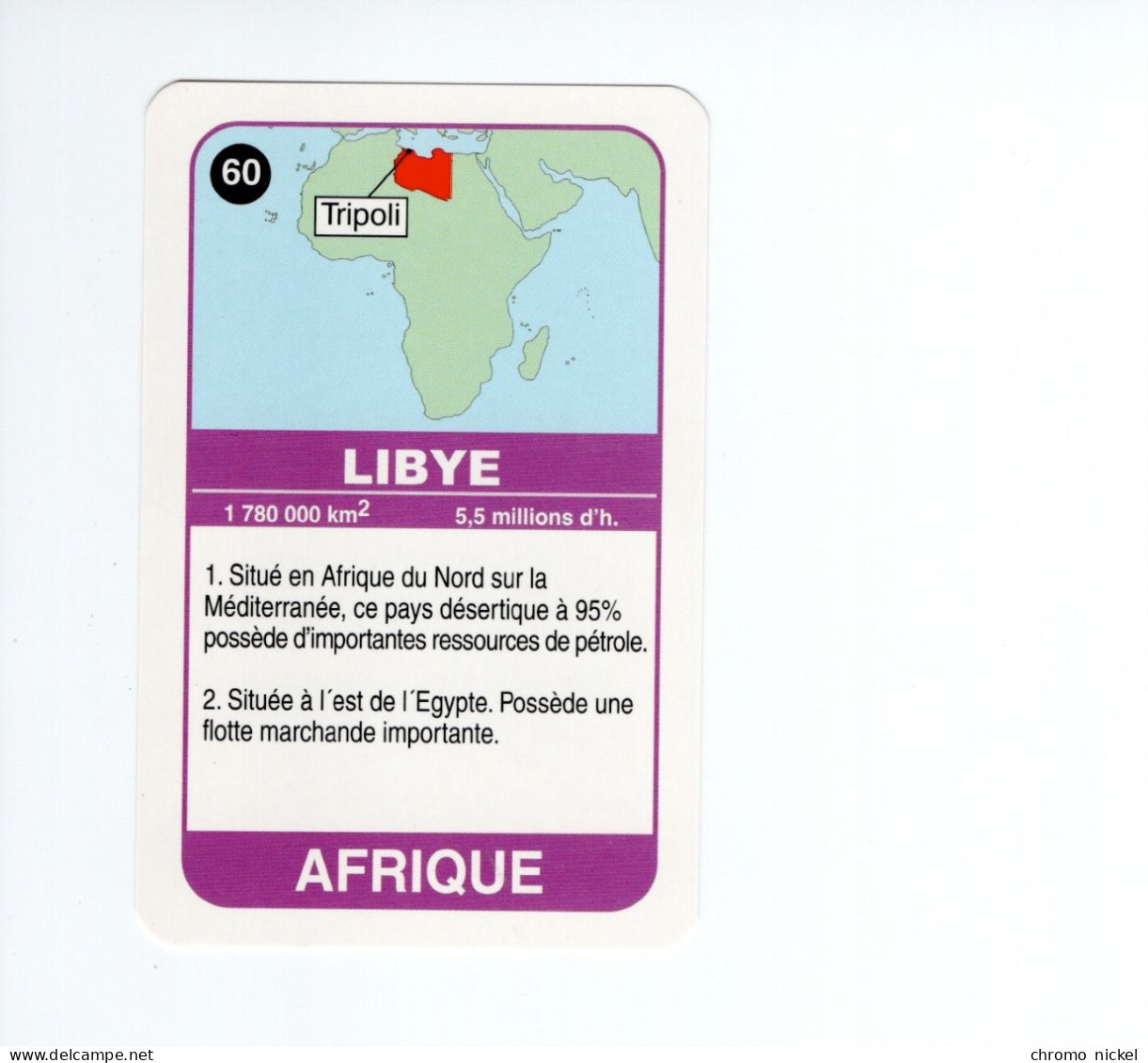 Chromo/carte Plastifiée Moderne LIBYE Lybia Tripoli Afrique Africa Drapeau Flag Plan Map 90 X 58 Mm RRR TB - Sonstige & Ohne Zuordnung