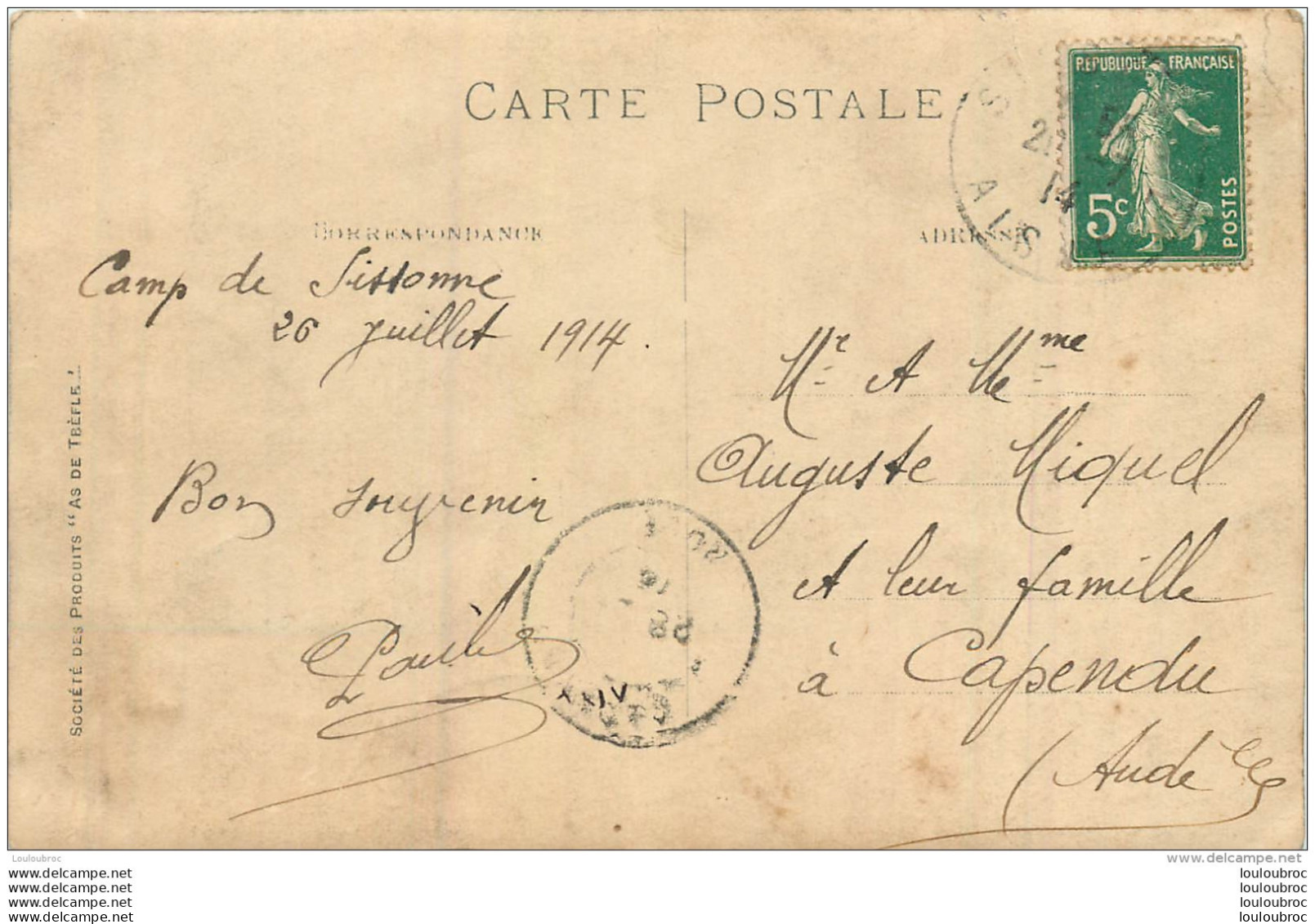 CARTE PHOTO CAMP DE SISSONNE 1914 - Casernes