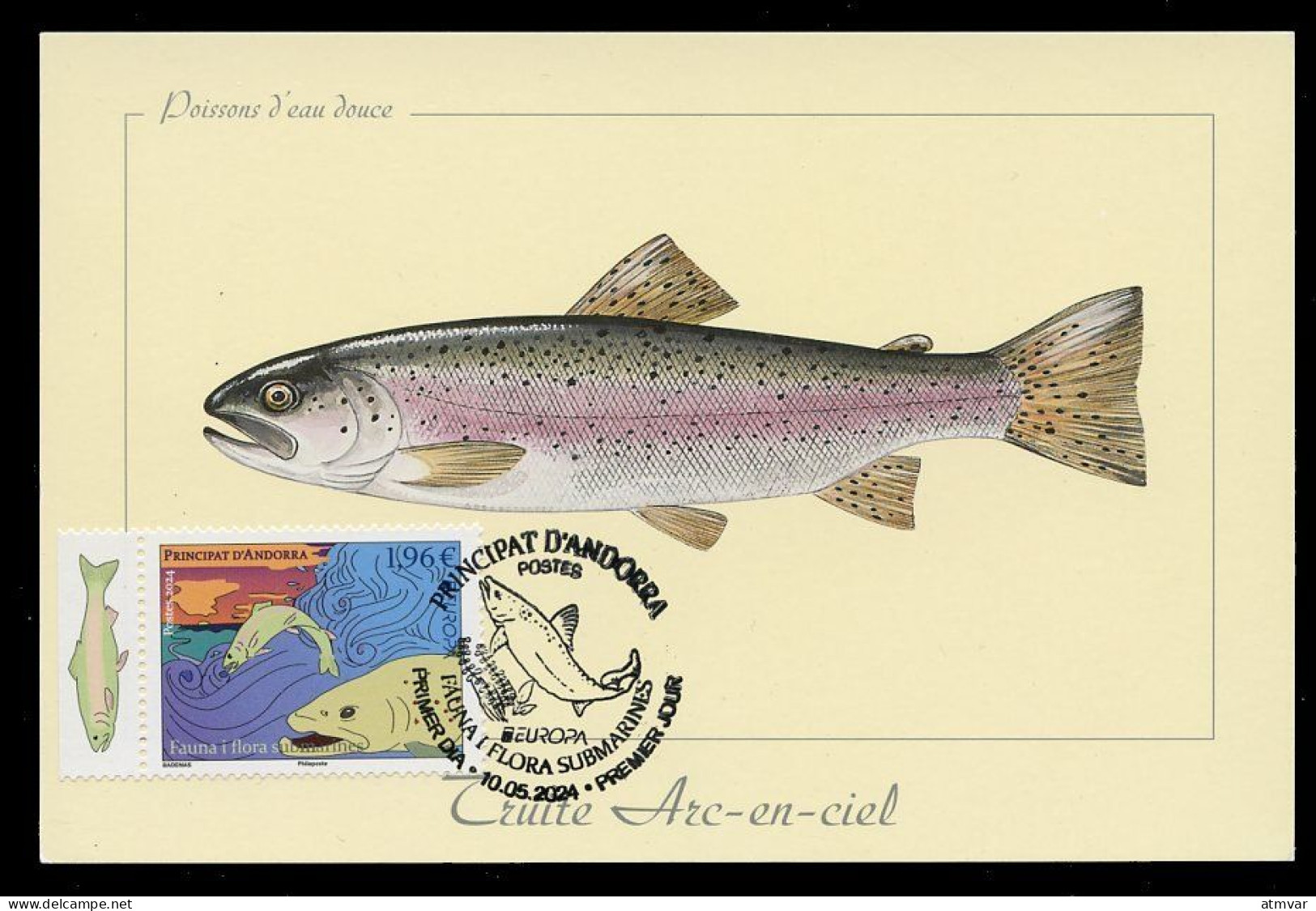 ANDORRA Postes (2024) Carte Maximum Card EUROPA Fauna I Flora Submarines Truite Arc-en-ciel Trucha Trout - Maximum Cards