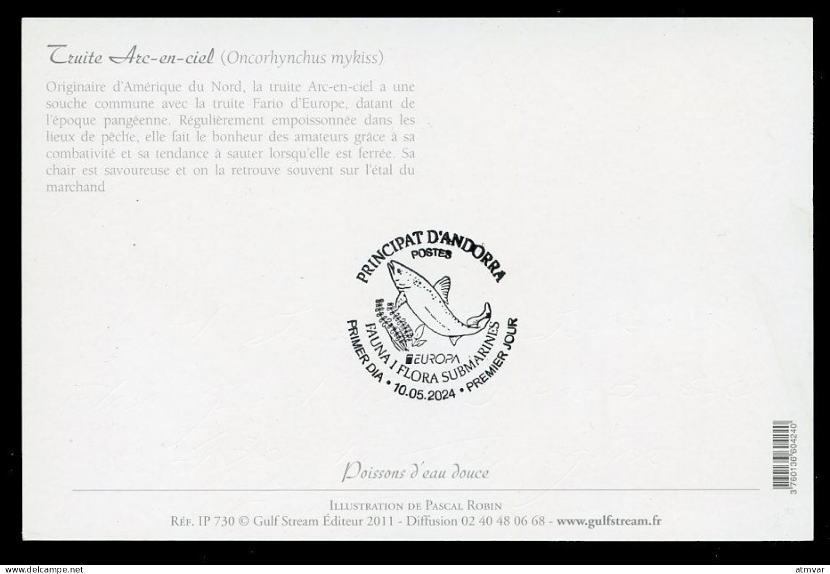 ANDORRA Postes (2024) Carte Maximum Card EUROPA Fauna I Flora Submarines Truite Arc-en-ciel Trucha Trout - Cartes-Maximum (CM)