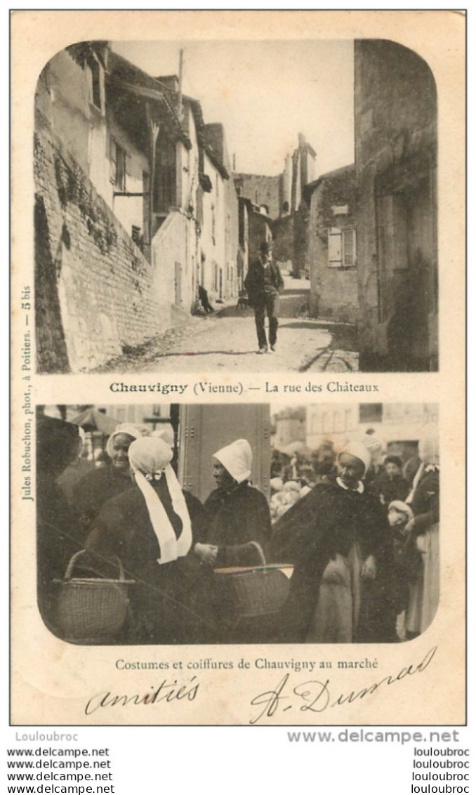 CHAUVIGNY  LA RUE DES CHATEAUX ET COSTUMES ET COIFFURES DE CHAUVIGNY AU MARCHE - Chauvigny