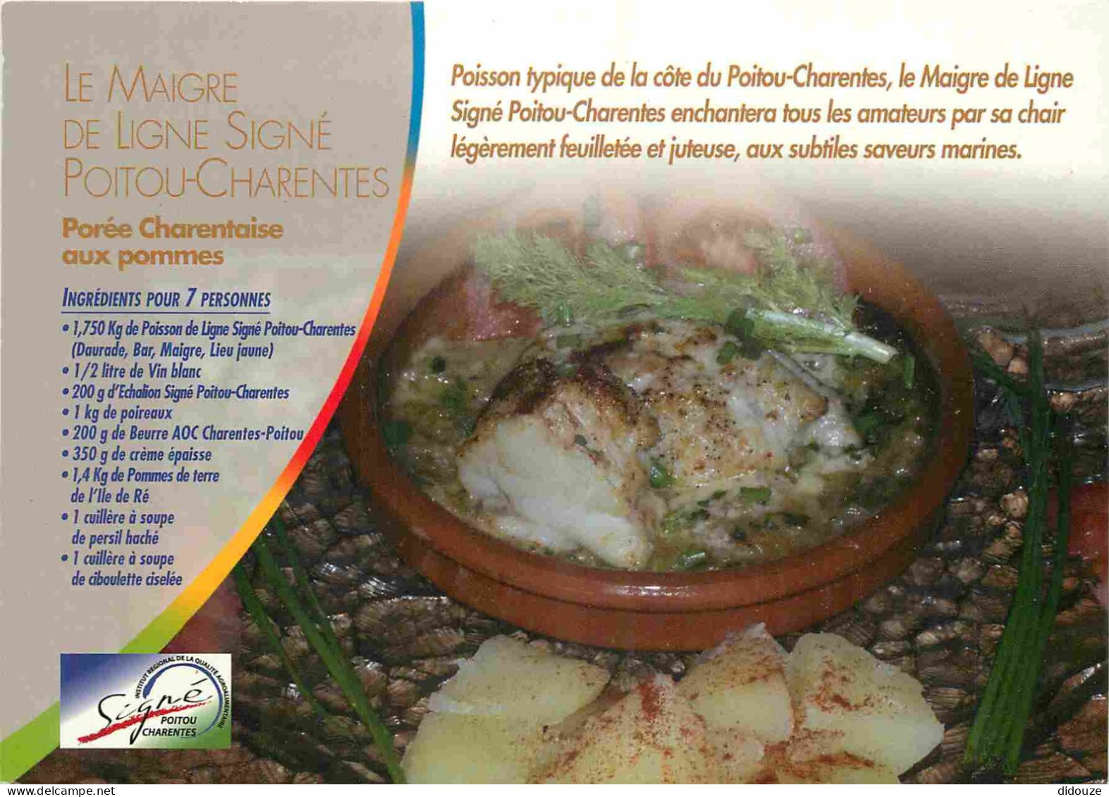 Recettes De Cuisine - Le Maigre De Ligne Signé - Poitoui Charente - Porée Charentaise Aux Pommes - Gastronomie - CPM - C - Recipes (cooking)