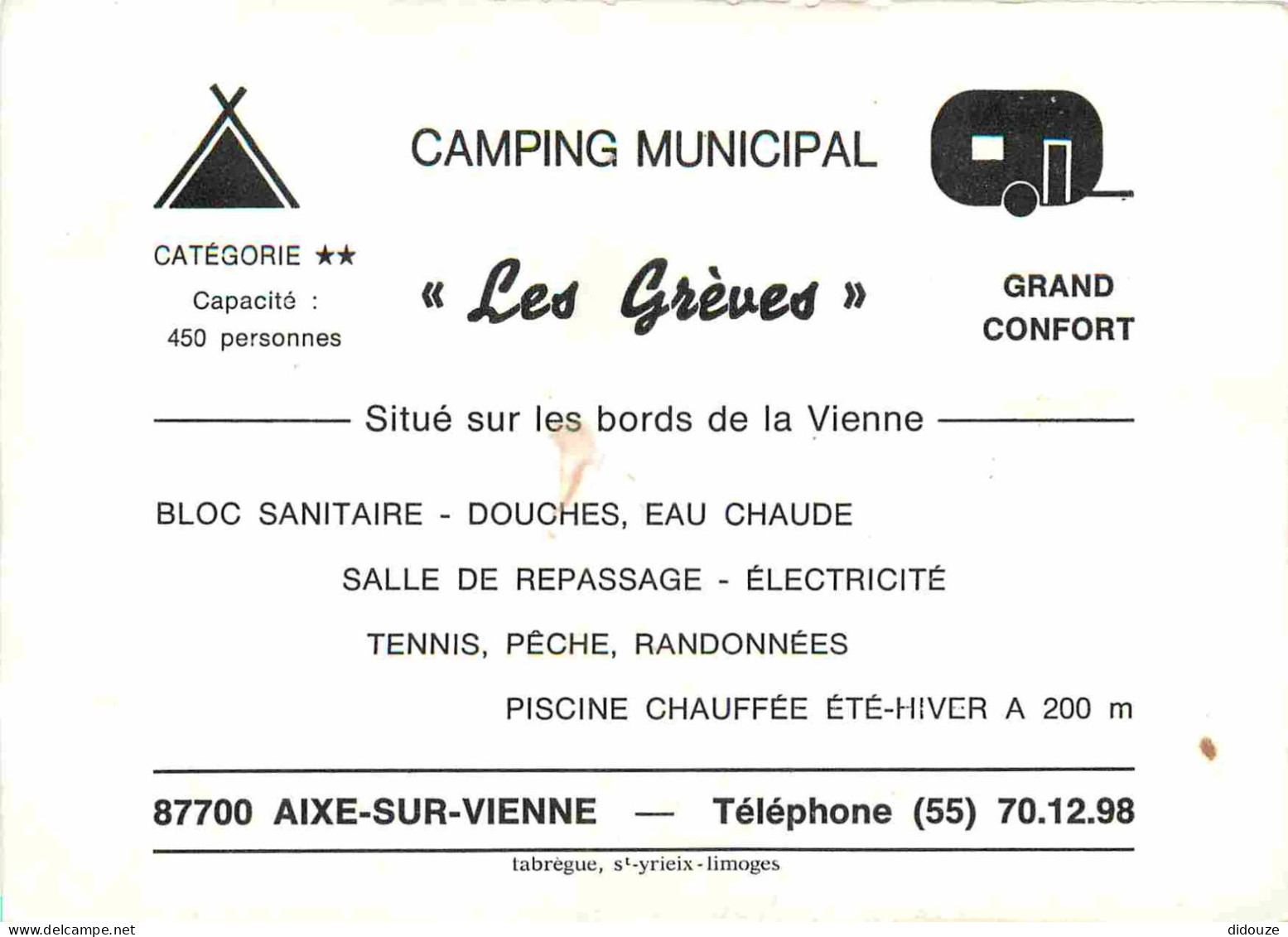 87 - Aixe Sur Vienne - Camping Municipal Les Grêves - Automobiles - Caravanes - CPM - Voir Scans Recto-Verso - Aixe Sur Vienne