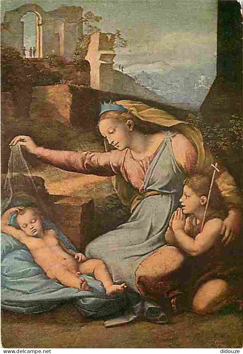 Art - Peinture Religieuse - Rapahel Sanzio - La Vierge Au Diademe Bleu - CPM - Voir Scans Recto-Verso - Tableaux, Vitraux Et Statues