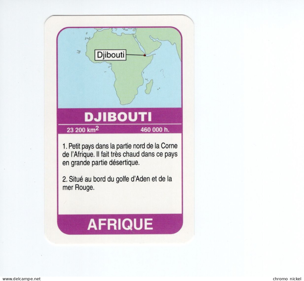 Chromo/carte Plastifiée Moderne DJIBOUTI  Afrique Africa Drapeau Flag Plan Map 90 X 58 Mm RRR TB - Sonstige & Ohne Zuordnung