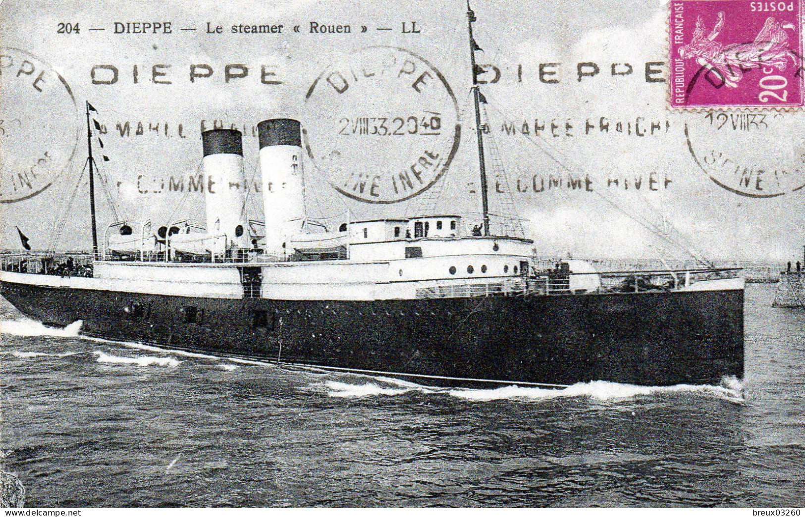 CP- DIEPPE  -  Le Steamer " Rouen "  - - Dieppe