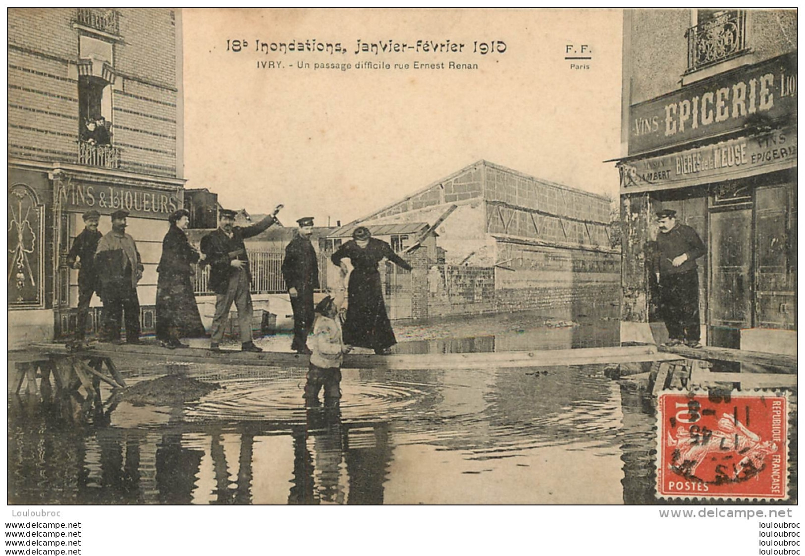 IVRY INONDATIONS 1910 UN PASSAGE DIFFICILE RUE ERNEST RENAN - Ivry Sur Seine