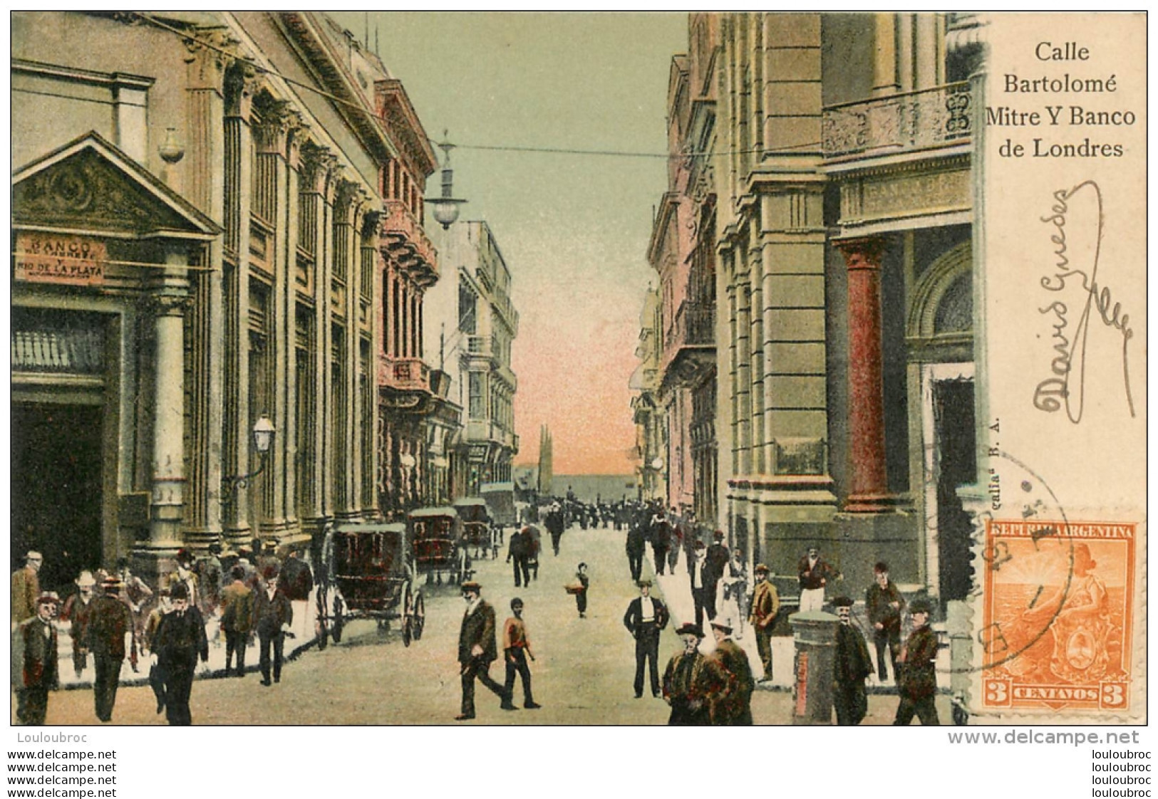 BUENOS AIRES  CALLE BARTOLOME MITRE Y BANCO DE LONDRES  CACHET AU VERSO - Argentine