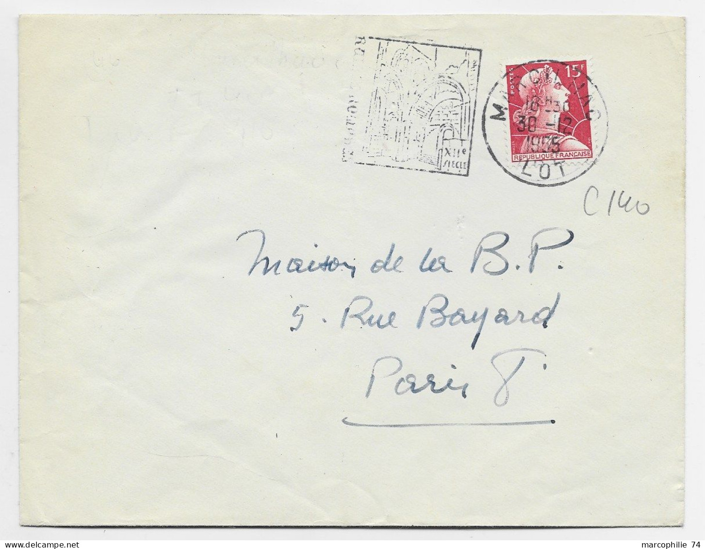 MULLER 15FR LETTRE DAGUIN ILLUSTRE MARCILHAC LOT 1955 - Mechanical Postmarks (Advertisement)