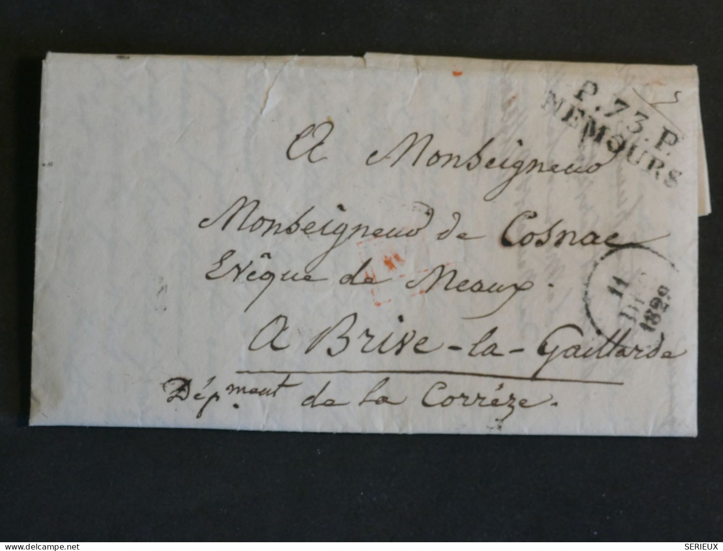DP3  FRANCE  LETTRE EN PORT RR  1818 PETIT BUREAU   NEMOURS A   BRIVE LA GAILLARDE  + AFF. INTERESSANT++ - 1801-1848: Precursors XIX