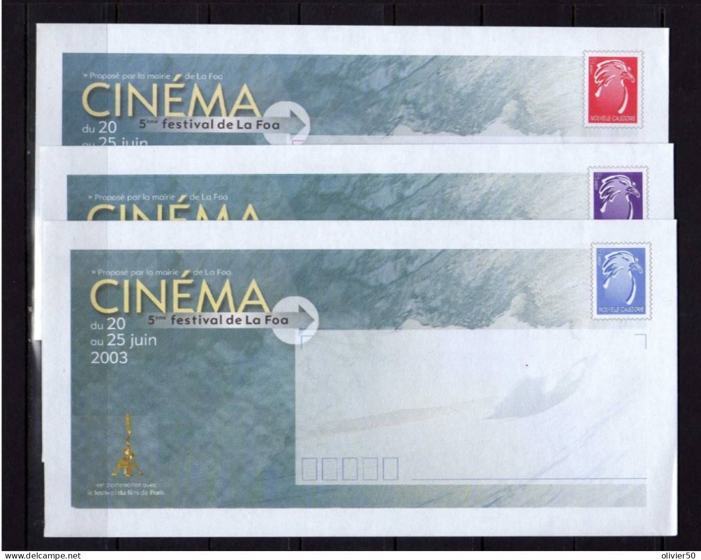 Nouvelle-Caledonie - 2002 - 5e Festival Du Cinema De La Foa - 3 Enteirs Neufs - Postal Stationery