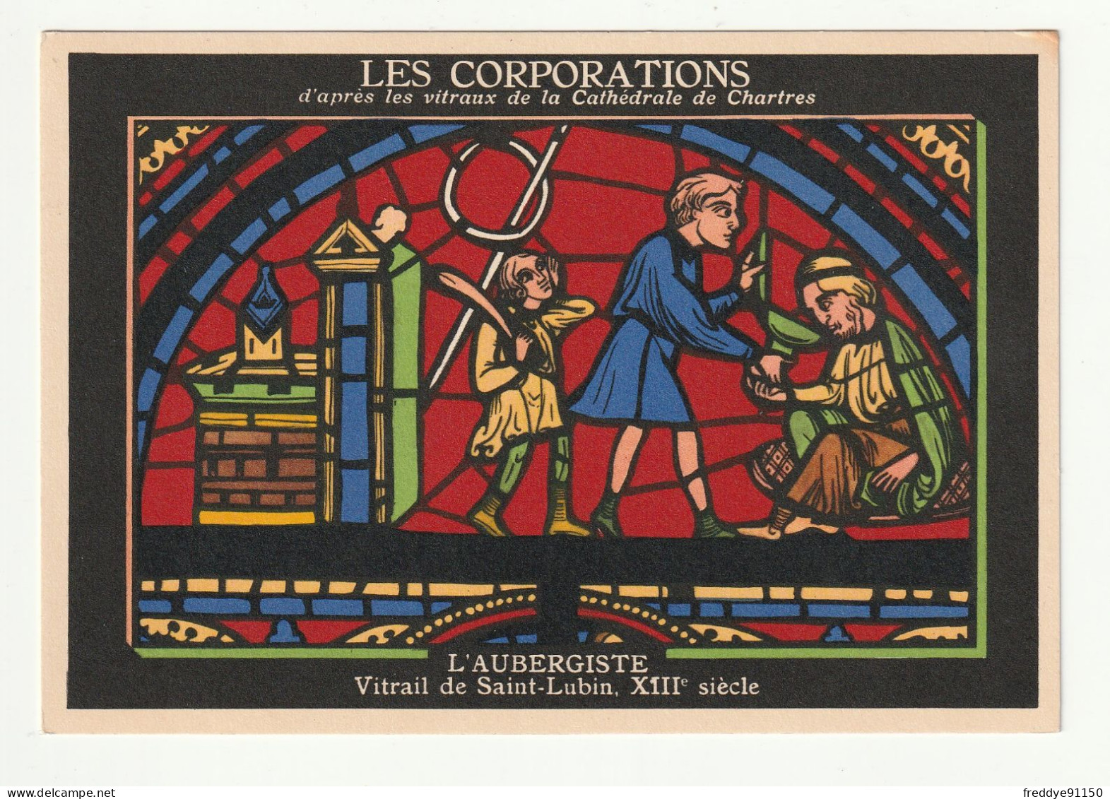 28 . Chartres . Publicite Aspirine  . Les Corporations D'apres Les Vitraux De La Cathedrale  . L'aubergiste - Chartres