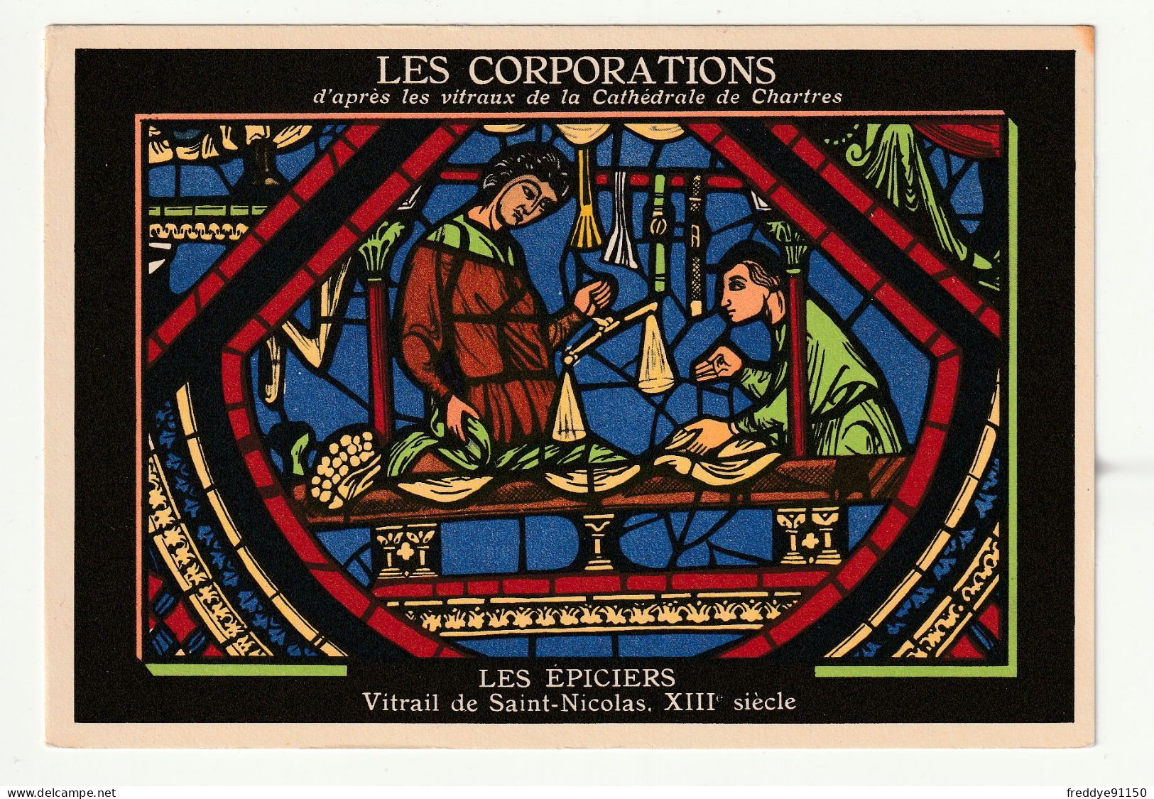 28 . Chartres . Publicite Aspirine  . Les Corporations D'apres Les Vitraux De La Cathedrale . Les Epiciers - Chartres