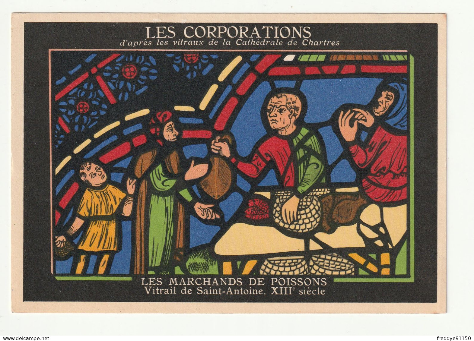 28 . Chartres . Publicite Aspirine  . Les Corporations D'apres Les Vitraux De La Cathedrale . Les Marchands De  Poissons - Chartres