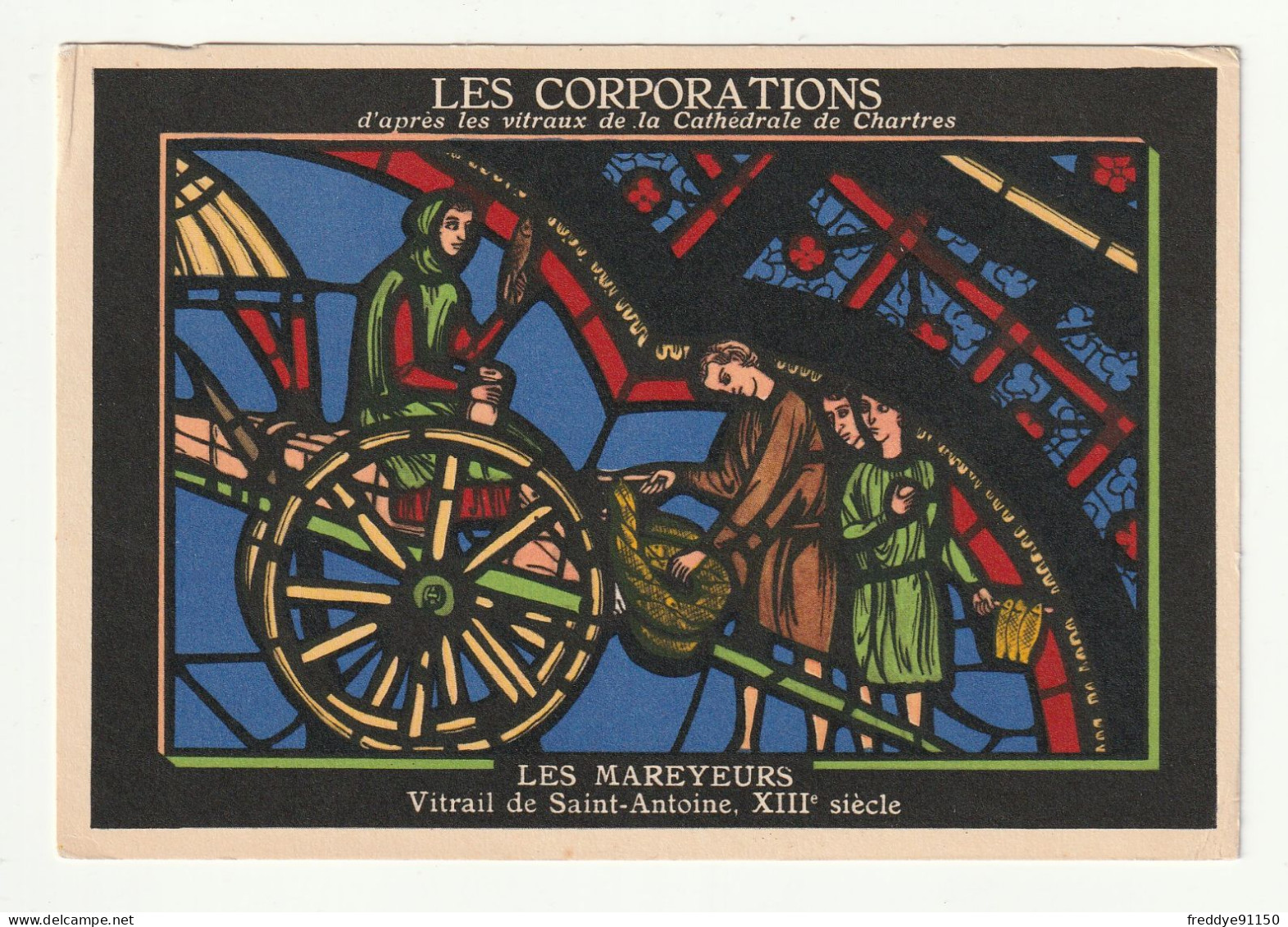 28 . Chartres . Publicite Aspirine  . Les Corporations D'apres Les Vitraux De La Cathedrale . Les Mareyeurs - Chartres