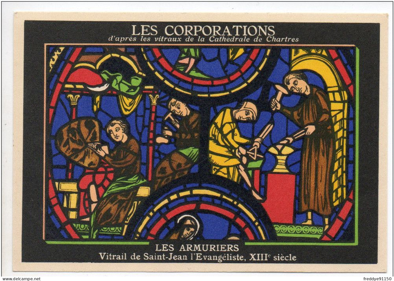 28 . Chartres . Publicite Aspirine  . Les Corporations D'apres Les Vitraux De La Cathedrale . Les Armuriers - Chartres