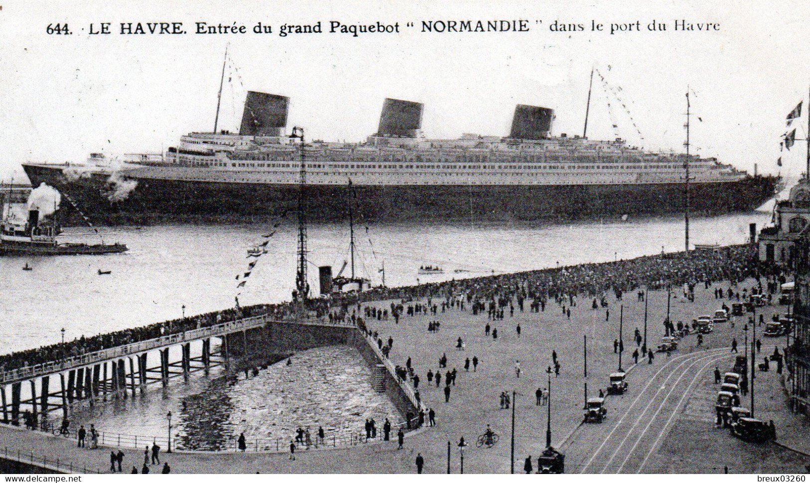 CP- LE HAVRE - Entrée Du Grand Paquebot " NORMANDIE "  Dans Le Port  - - Steamers