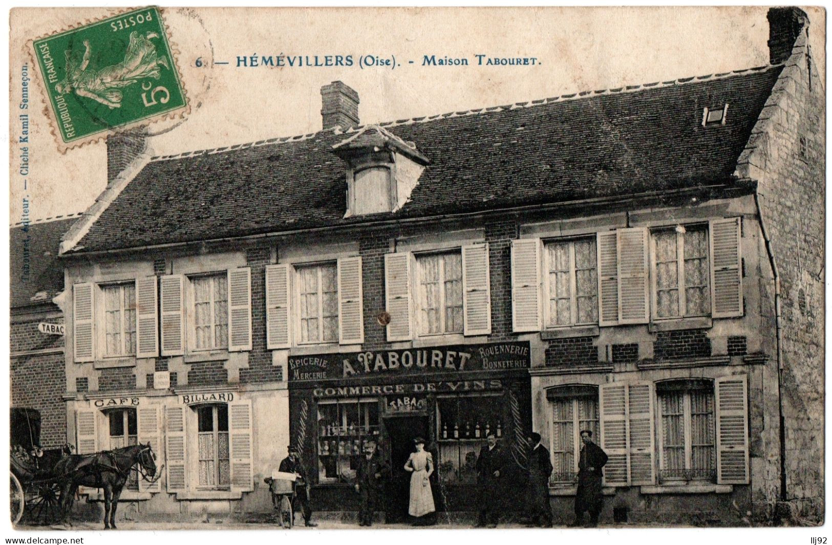 CPA 60 - HEMEVILLERS (Oise) - 6. Maison Tabouret, Vins (animée) - Ed. Tabouret - Autres & Non Classés