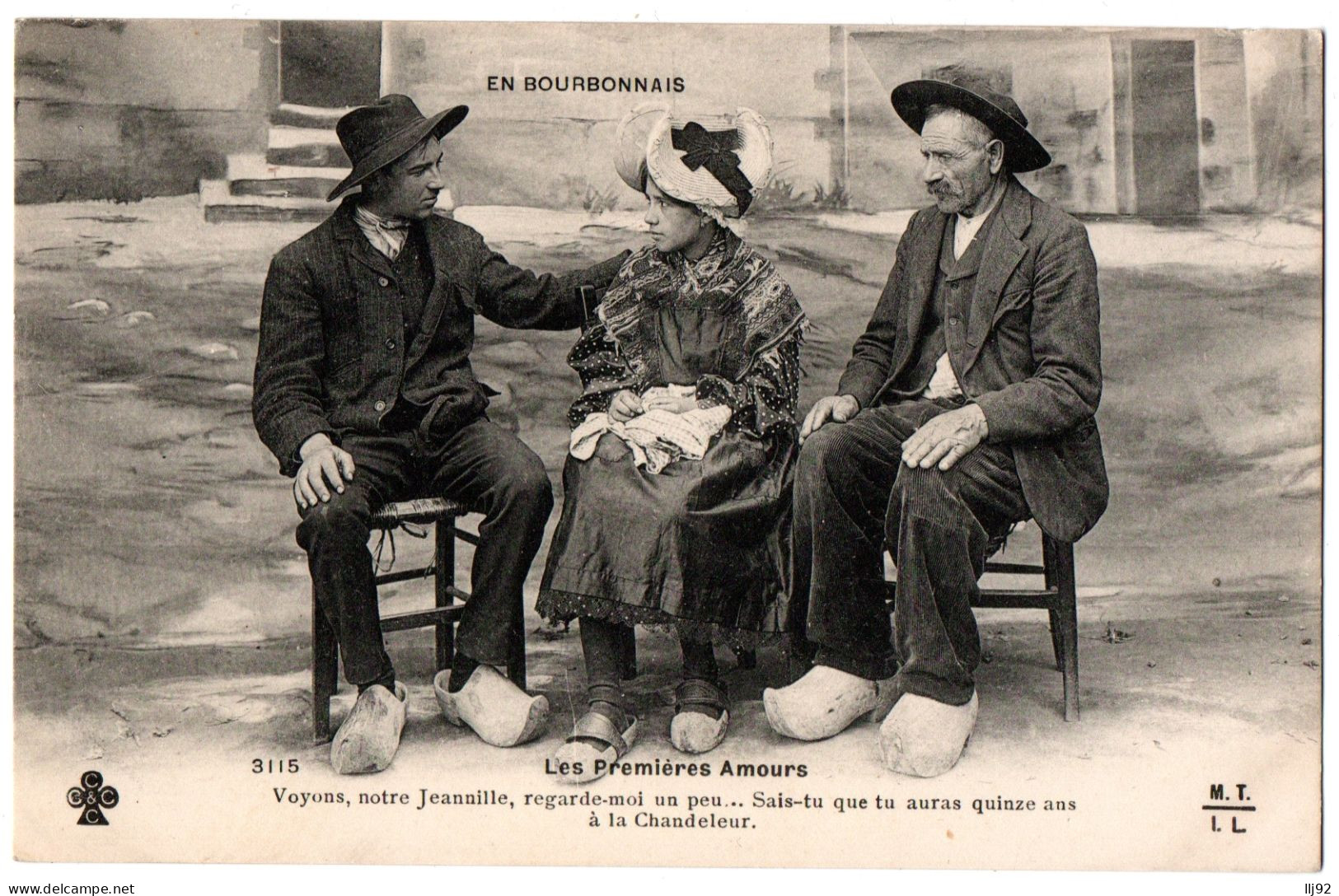 CPA Folklore En Bourbonnais. 3115. Les Premières Amours "Voyons Notre Jeannille" - Auvergne
