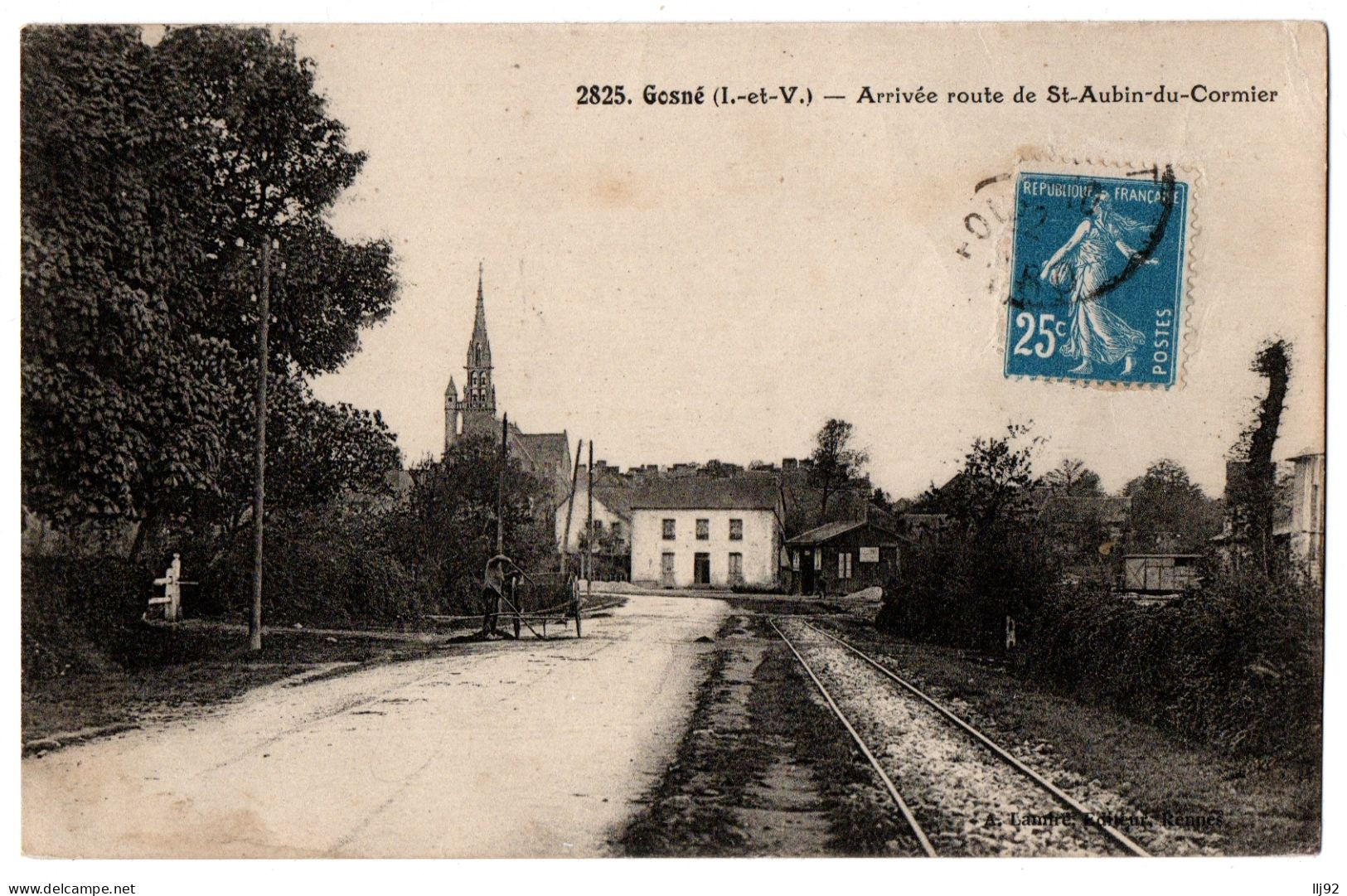 CPA 35 - GOSNE (Ille Et Vilaine) - 2825. Arrivée Route De St-Aubin Du Cormier - Autres & Non Classés
