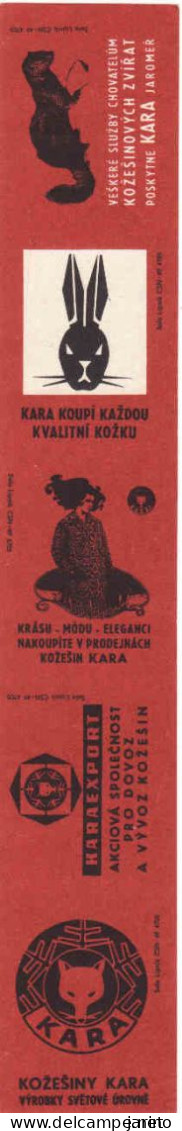 Czech Republic, 5 X Matchbox Labels, Kara Jaromer - Services For Breeders Of Fur Animals, Hare, Fox, Mink - Matchbox Labels